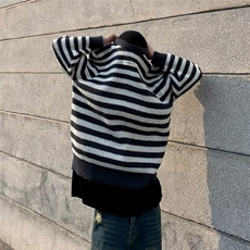 日系复古条纹毛衣男春秋冬宽松慵懒风内搭打底针织衫线衣外套潮牌，男装针织衫/毛衣，四季星座218-1