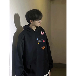 抖音得物高品质印花连帽卫衣秋冬装美式宽松连帽纯色卫衣ADL115,秋冬羊绒大衣搭配天涯图片