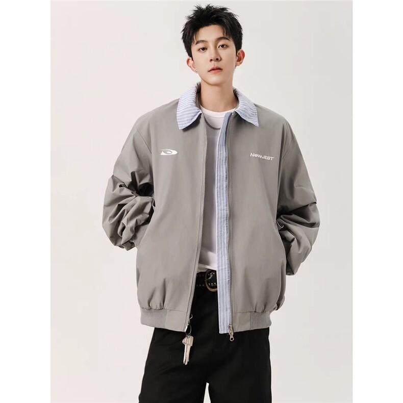 739-P58美式复古假两件棒球服女春新款日系拼接设计感情侣，女装职业装，电商B323A