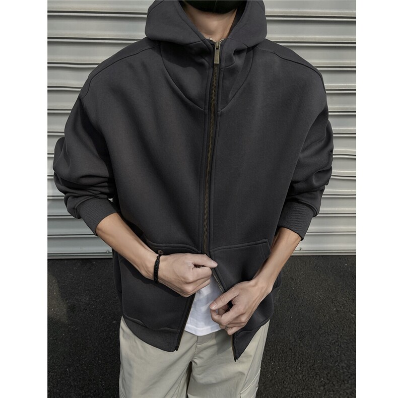 黑墙风2025春(现货)重磅460g高品质帽子结构卫衣开衫TTTB10-P85，男装卫衣，星座1315