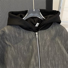 设计美式复古棒球服男春季宽松休闲短款连帽pu皮纹理外套J690/P90，男装皮衣，星座506B