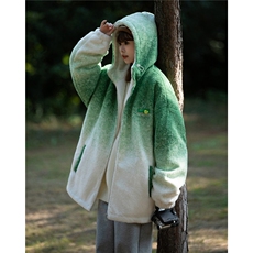 渐变色羊羔毛棉服女2023高级感超好看外套奶呼呼连帽棉衣Y23P135，男装棉衣，星座201-2