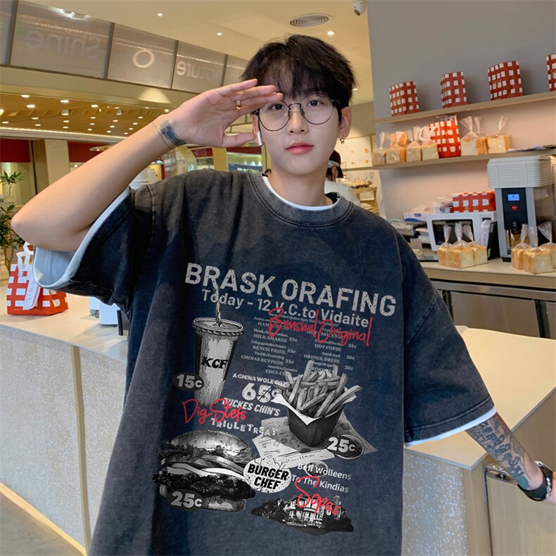 直播品质240克重磅水洗做旧短袖t恤男女SDX235-特P25控48,男装T恤,电商B367