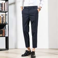 C7942021春夏款九分男休闲裤子小西裤英伦风4个颜色-黑竖条，男装休闲裤，电商A211