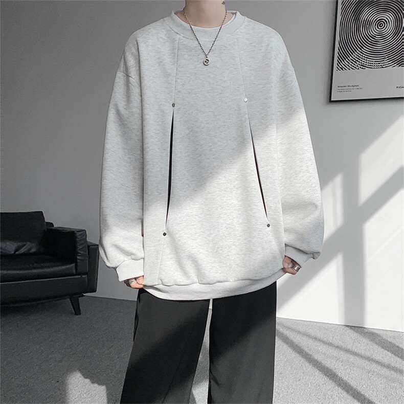 WY10152-特P45控78小众撞色拼接破缝假两件大码男大码情侣卫衣,男装卫衣,电商A059
