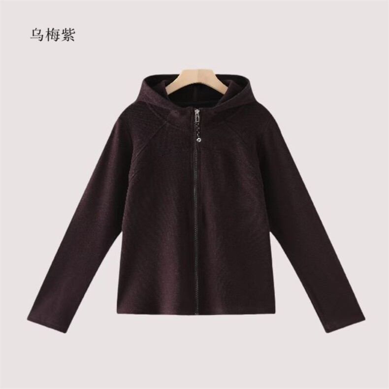 2025秋冬连帽拉链外套女春季新款休闲保暖修身打底外套,针织衫/毛衣,泰合衣坊
