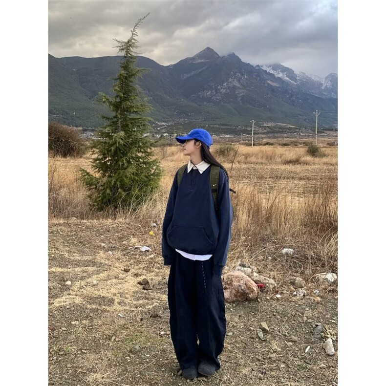 美式套头半拉链卫衣男春秋季潮牌重磅宽松休闲上衣高级感立领外套,女装短外套,星座506A