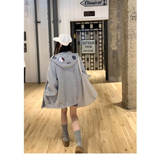 W10643-P55加绒60网图现货华棉复合连帽卫衣宽松灰色外套，女装短外套，星座1608