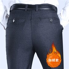 904/P65冬季加绒加厚爸爸裤西裤男老年厚款保暖男裤休闲宽松裤，男装西裤，星座1216（原钱塘722）