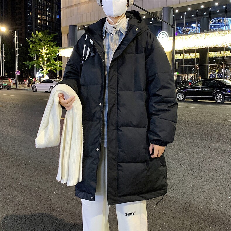 港风夜景长款连帽羽绒服标50白鸭绒YR150特批P195控298,男装羽绒服,电商A247