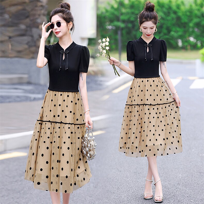 假两件气质时髦高腰显瘦连衣裙女2024年夏季新款ins潮休闲风裙子，女装连衣裙，超帛