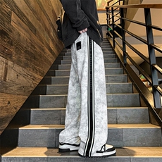 秋冬脏脏裤织带刺绣休闲长裤美式直筒裤CK36特P45M-5XL控78，男装休闲裤，电商B325