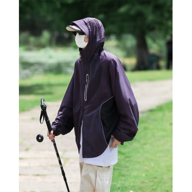 2024夏季户外轻薄防晒服拼接连帽薄款防晒衣F23-P50,男装防晒衣,星座313A-2