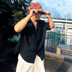 DC02男士短袖棉麻亚麻衬衫透气舒适面料凉爽透气衬衣慵懒风学院风，男装T恤，星座115A-2