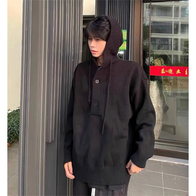 抖音得物保暖立领拉链针织外套秋冬宽松慵懒风纯色毛衣上衣AM047,男装针织衫/毛衣,电商A443
