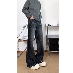 春季美式ins高街hiphop重工艺水洗直筒牛仔裤货号K2593P55图片