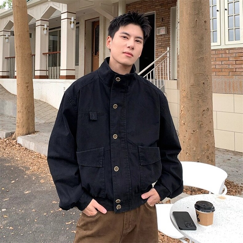 W1050-P78美式复古多口袋底特律立领夹克外套潮牌高级感,男装夹克,电商B323A