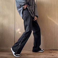 美式高街牛仔裤男拉链直筒裤子2024春季新款ins长裤RK1395-P48，男装牛仔裤，星座412-2