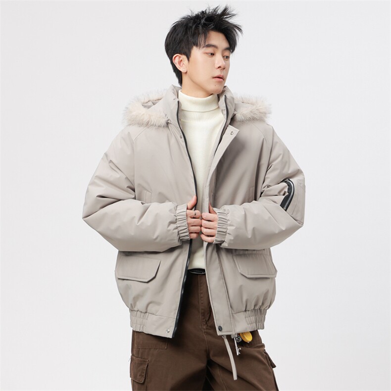 自家图有视频复古加绒毛领外套棉衣新款连帽派克棉服M2572p95,男装棉衣,电商D315