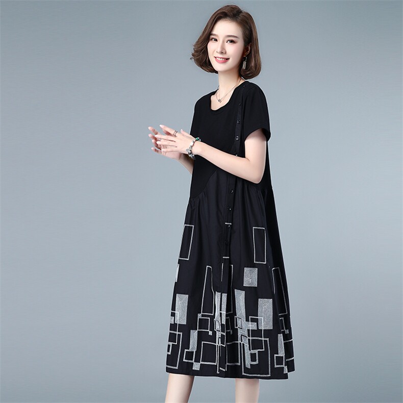 连衣裙2021年夏季减龄显瘦收腰潮流韩版短袖,女装连衣裙,悦见她