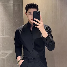 男士长袖衬衫春季免烫衬衫修身型时尚发型师纯色衬衣男青年衬衫潮，男装衬衫，星座218-1（原230）
