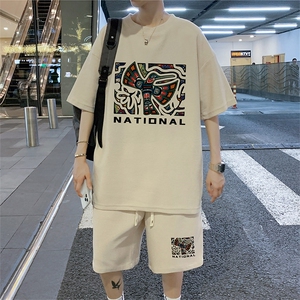 ！2024夏季新款男士华夫格短袖套装学生风一套HTZ73P50图片
