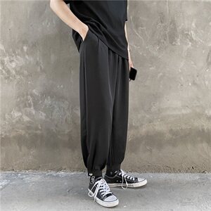 休闲裤男夏季韩版潮流宽松束脚九分裤港风工装运动裤图片