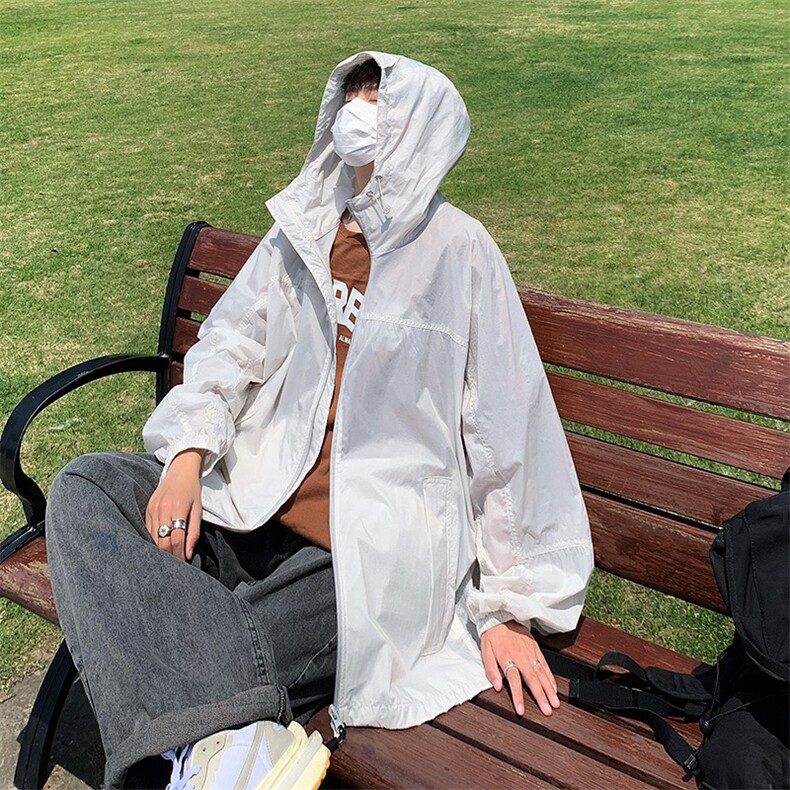 户外运动休闲薄款透气外套连帽纯色防晒衣男宽松Y118，男装防晒衣，星座1116A-1（原606A）