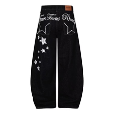 868-P48美式复古字母星星弯刀牛仔裤，男装牛仔裤，电商B323A