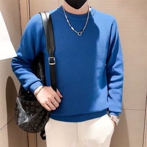 冬季圆领毛衣男士针织套头毛衣修身纯色毛线针织衫韩版外套 S527图片