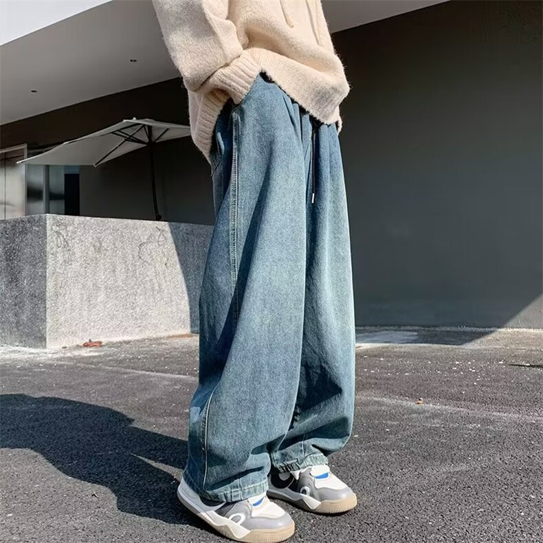 牛仔裤男美式高街vibe裤子潮牌痞帅宽松休闲直筒阔腿裤70118-p45,男装牛仔裤,星座1008