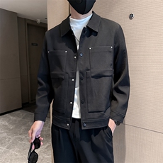 轻熟风~男士秋冬压皱条纹2025秋季长袖夹克店主风JK0805-P115，男装夹克，电商A236