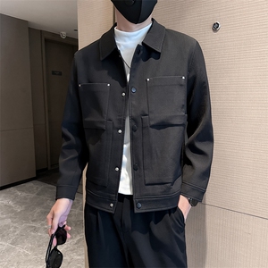 轻熟风~男士秋冬压皱条纹2025秋季长袖夹克店主风 JK0805-P115图片