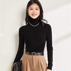 套头长袖纯色2024年秋季羊毛时尚针织衫修身，女装羊毛衫，庆大羊绒