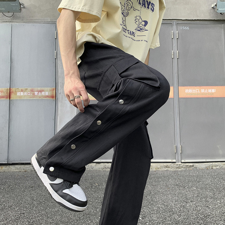 工装裤男春夏ins潮牌直筒春秋机能宽松男女生休闲裤K07131-P43,男装休闲裤,星座308B-1