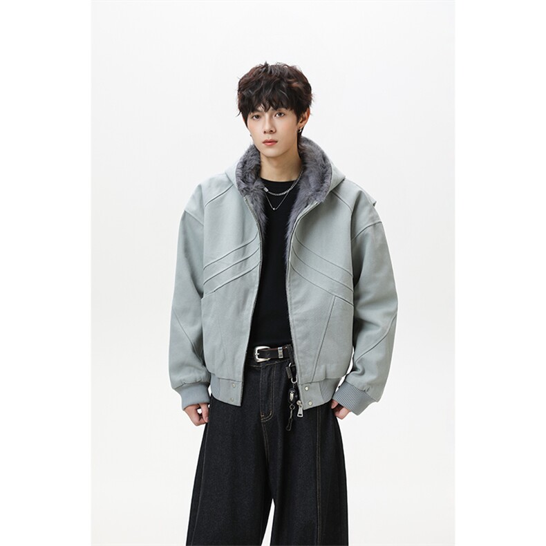 GENIOLAMODE美式潮牌毛领棉服座山雕男冬季连帽外套新款情侣夹克图片