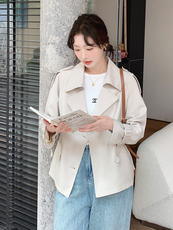 韩版休闲百搭显瘦短款风衣外套女2D075-(P145-K195)，女装风衣，2D075