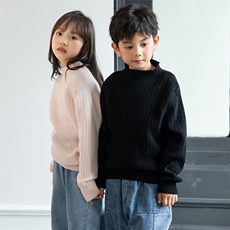 儿童羊毛衫半高圆领女童装秋冬季男童毛衣套头宝宝加厚羊毛衫打底，童装儿童羊毛衫，暖钟情羊绒