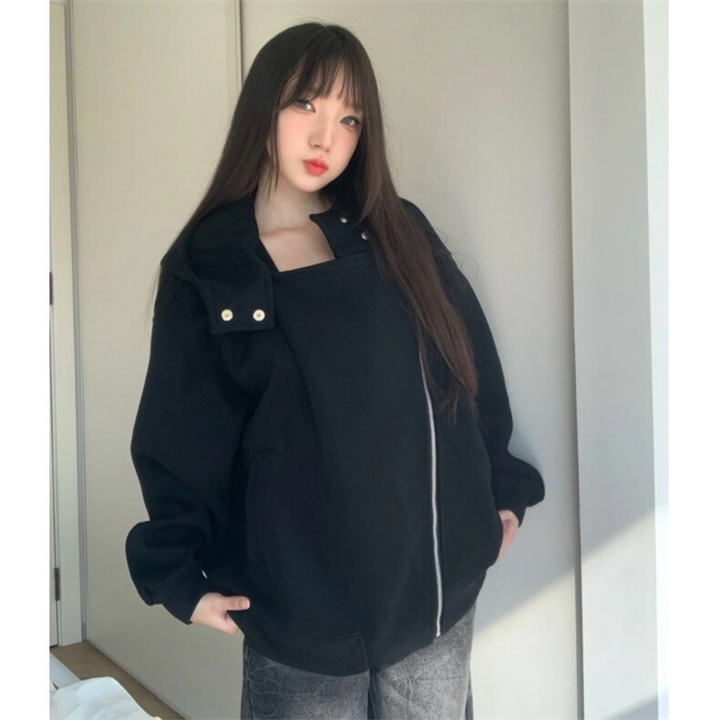 美式双拉链开衫卫衣男春季不规则设计感连帽外套潮牌街头运动帽衫,女装短外套,星座601-1