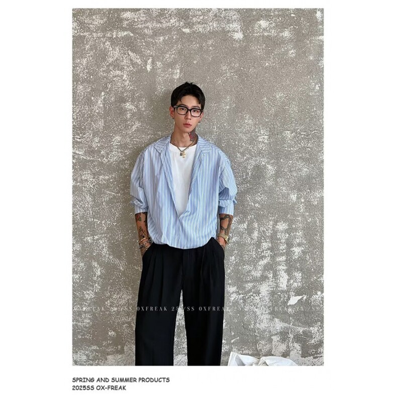 长袖衬衫日系港风宽松衬衣男潮流百搭休闲外套513-1CS2167P45,男装衬衫,星座513A
