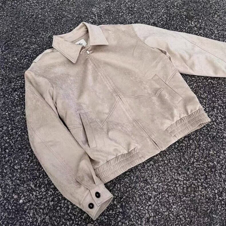 美式复古麂皮绒哈灵顿翻领夹克宽松休闲百搭短款外套JKK20P80图片