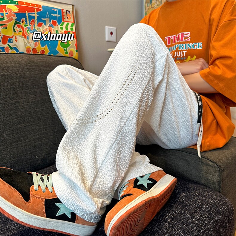 XZ616夏季新款薄款激光打孔冰丝凉感休闲裤TY2522P45控58，男装休闲裤，星座512A（原616）