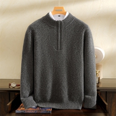 2025年秋季长袖青春流行特厚五针三股半高拉链，男装羊绒套衫，雪贝坊一店