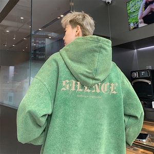 得物抖音高品质二开 360克重磅做旧炒雪花纯色连帽水洗卫衣 16028图片