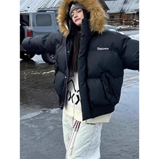 可拆卸毛领PU皮棉服男女款加厚美式立领短款棉衣不臃肿情侣面包服，男装棉衣，星座313A(原308A-2)