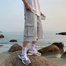 阔腿工装七分裤男ins潮流夏季休闲短裤潮牌宽松直筒裤子dk030-p25，男装休闲裤，星座1008