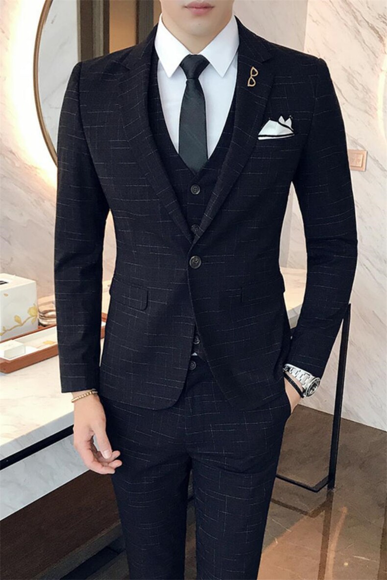 男装西服套装三件套西装礼服商务绅士W7017-P285,男装西服套装,星座1012