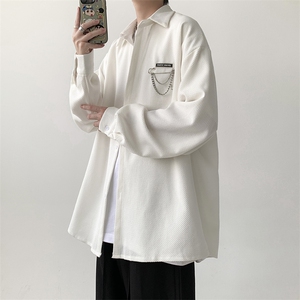 宽松百搭挂链长袖衬衫男KD630-P30图片