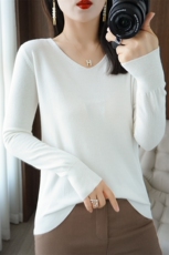 断码清仓100%羊毛衫女韩版套头圆领宽松百搭打底衫羊绒衫毛衣新品，女装针织衫/毛衣，春韵羊绒