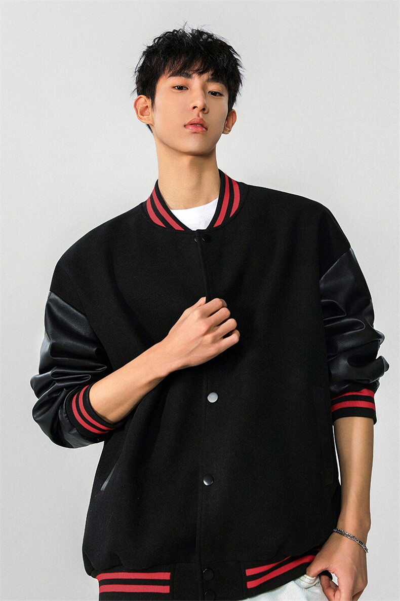 2026春季C7069-TP45不拼接撞色棒球服外套男美式宽松夹克,男装夹克,电商A102